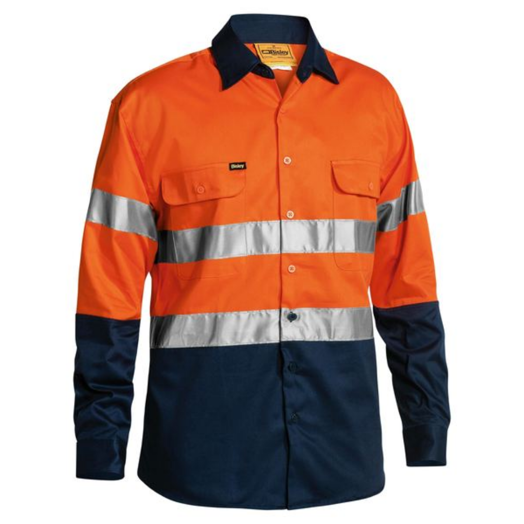 Bisley Mens Taped Hi Vis Drill Shirt BT6456