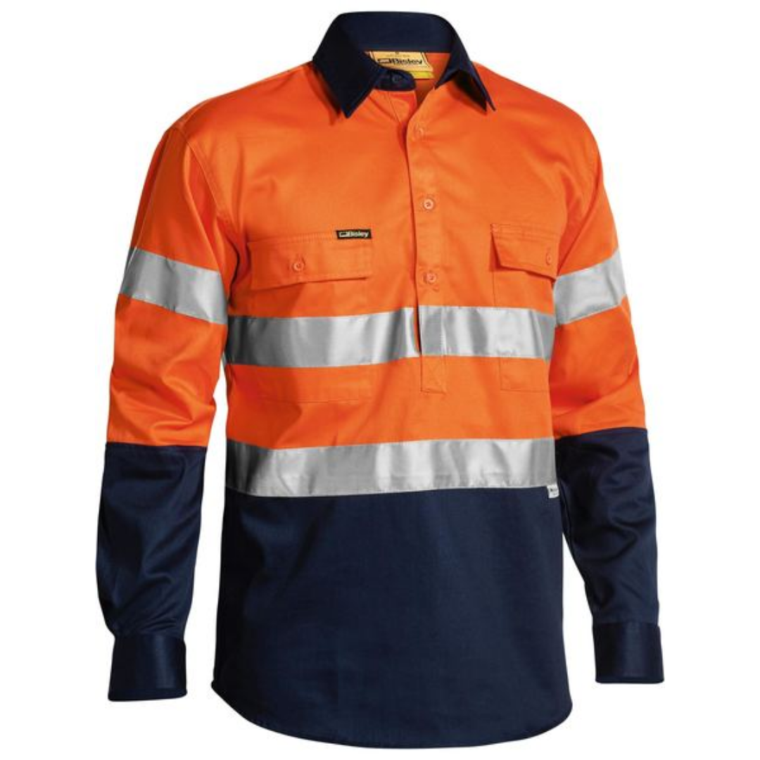 Bisley Mens Taped Hi Vis Closed Front Drill Shirt BTC6456