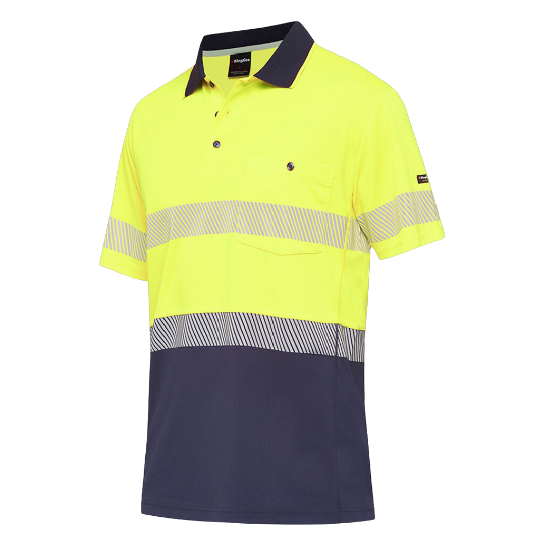 K54215* King Gee Men's WC HF Spliced Polo S/S Taped