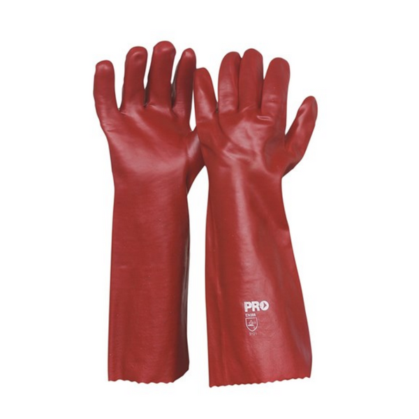 45cm Red PVC Gloves Large (12 pack)